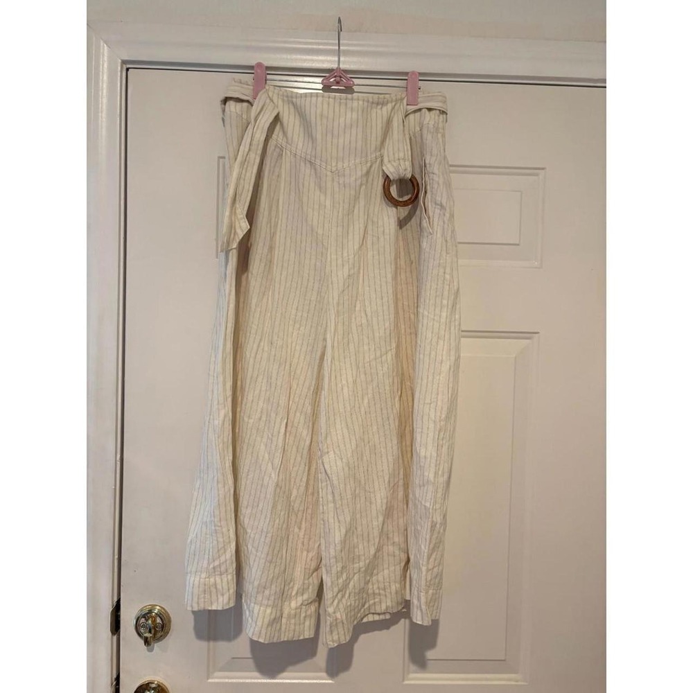 Anthropologie wide leg capri cream cotton sz 8 petite